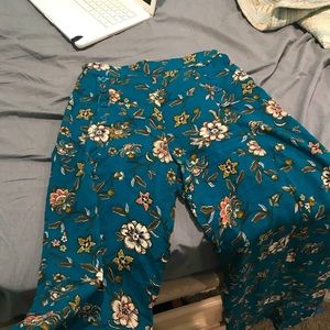 Blue Floral Flowy Pants